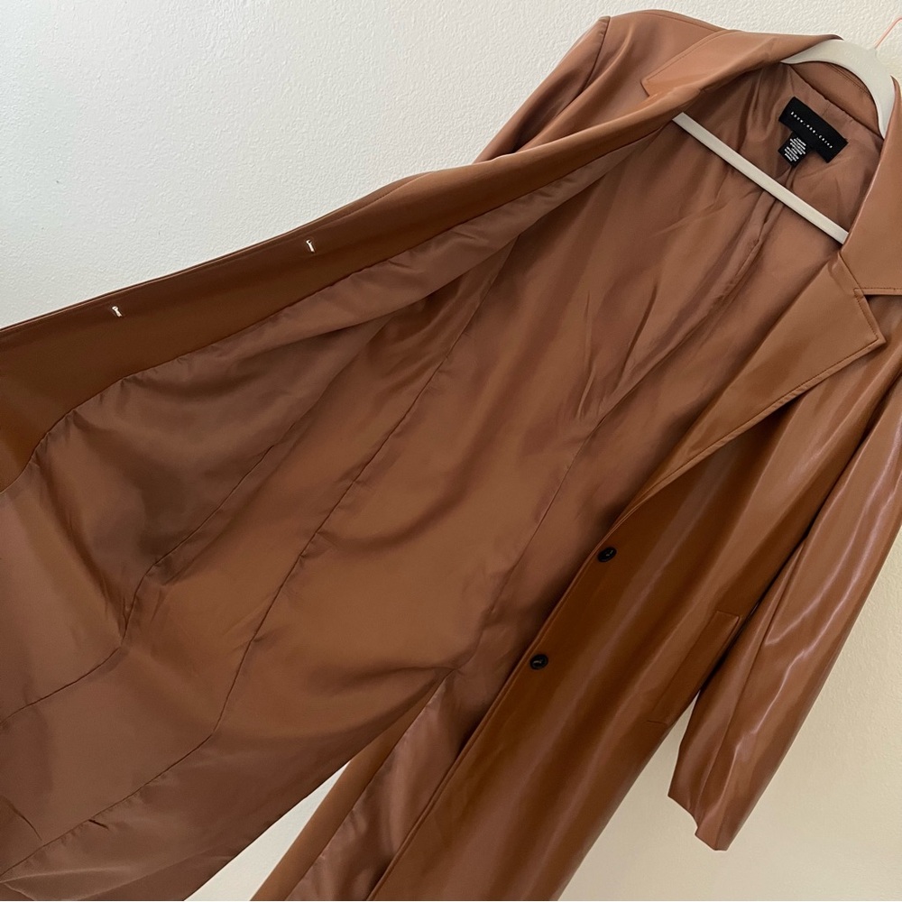 Nordstrom Faux Leather Long Coat Large - Picture 6 of 6